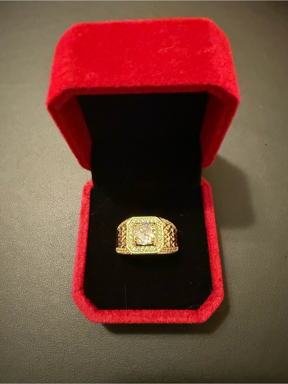 Gold-Tone Men's Solitary Statement Ring